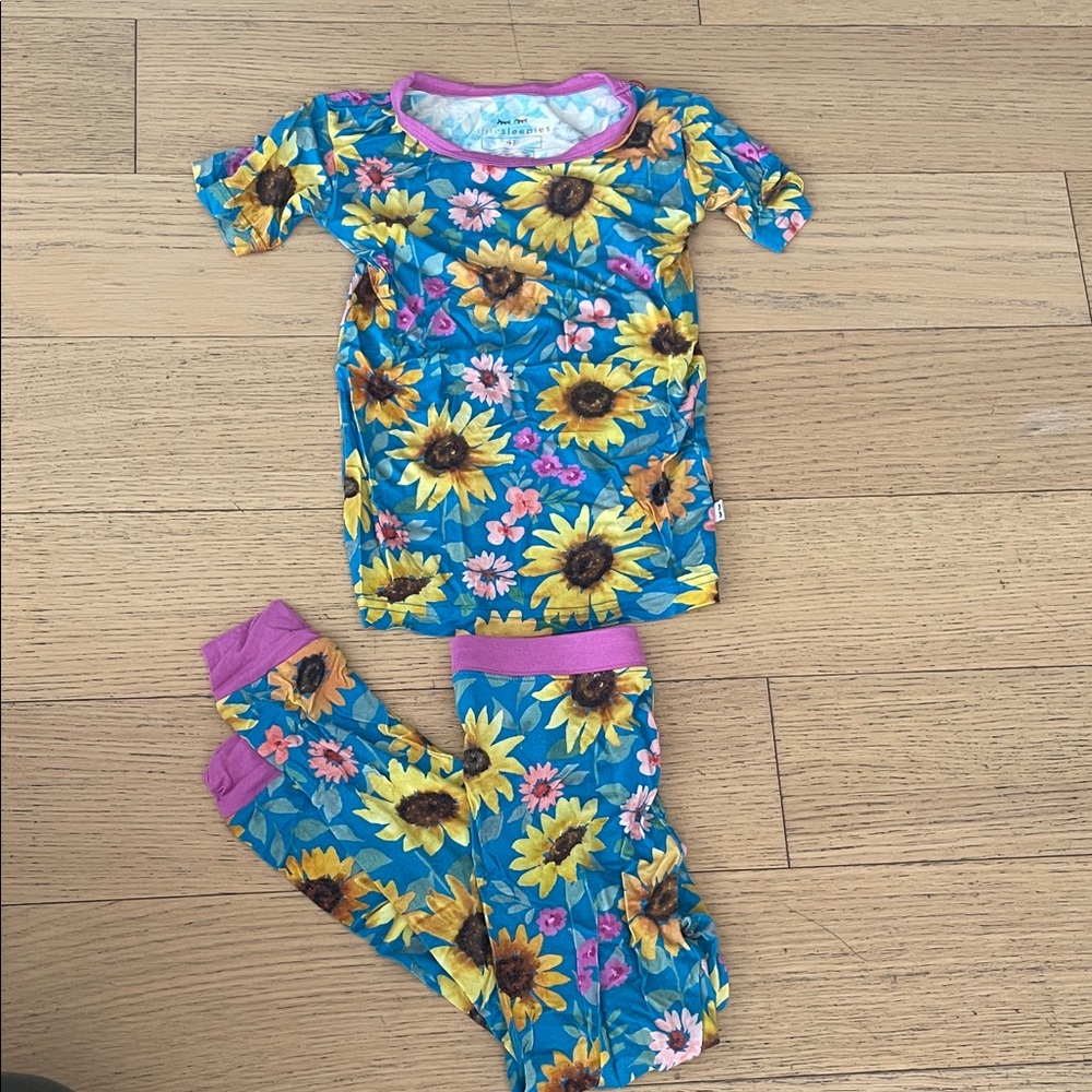 Little Sleepies Vibrant Sunflower Pajama Set Sz 4T!